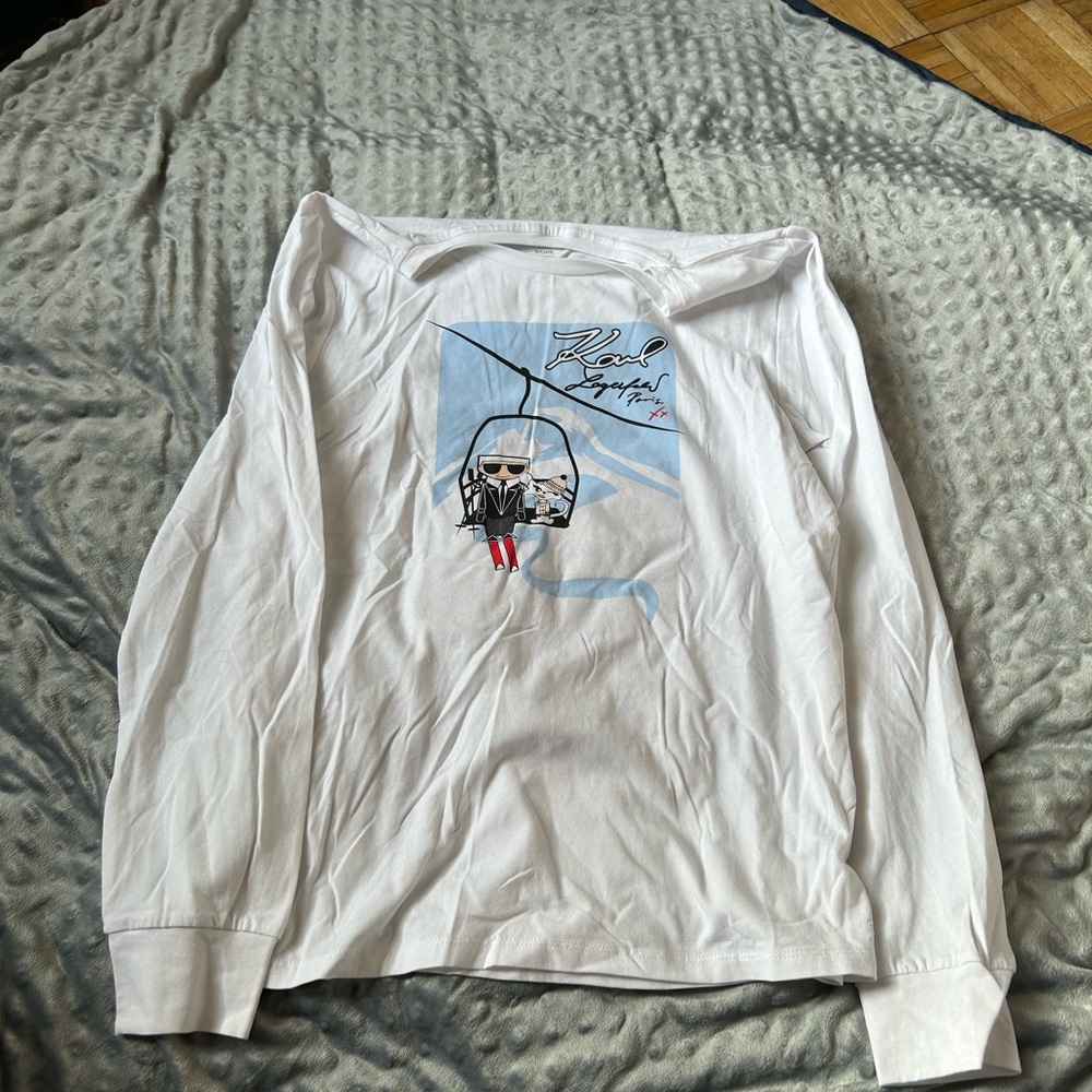 Karl Lagerfeld White Long Sleeve Shirt with Graphic Print